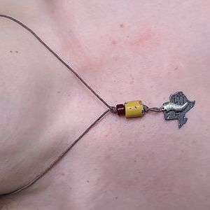 Texas State San Antonio Charm Pendant Necklace Silver Tone Yellow Gray Handmade